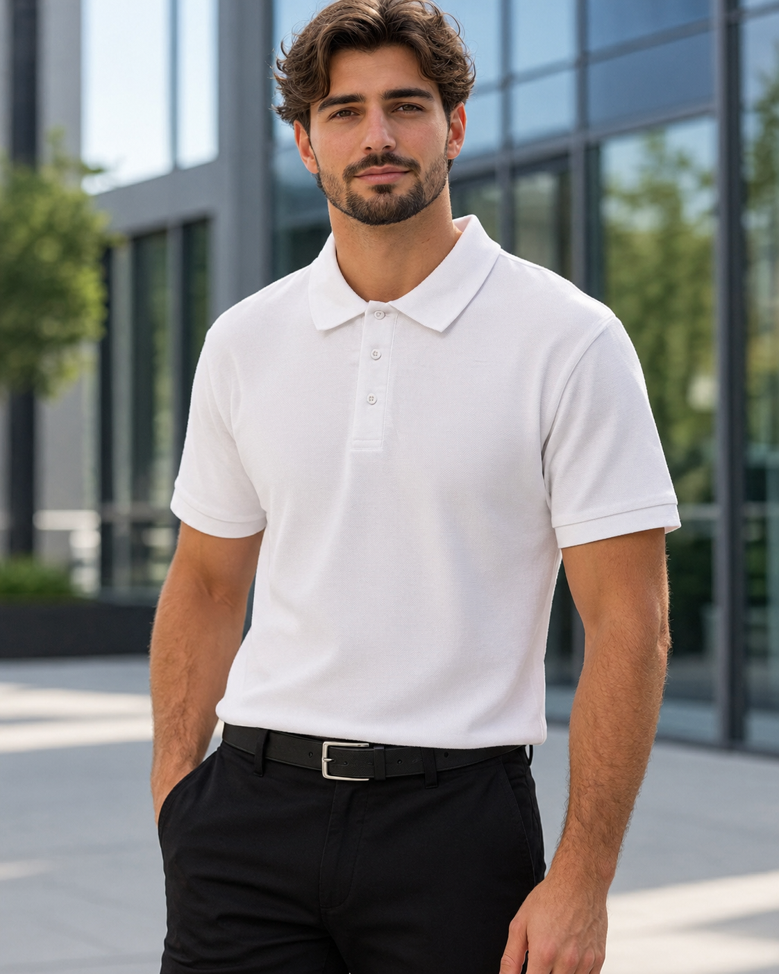 TIGERNOX Classic Poloshirt Herren – Weiß | Kurzarm