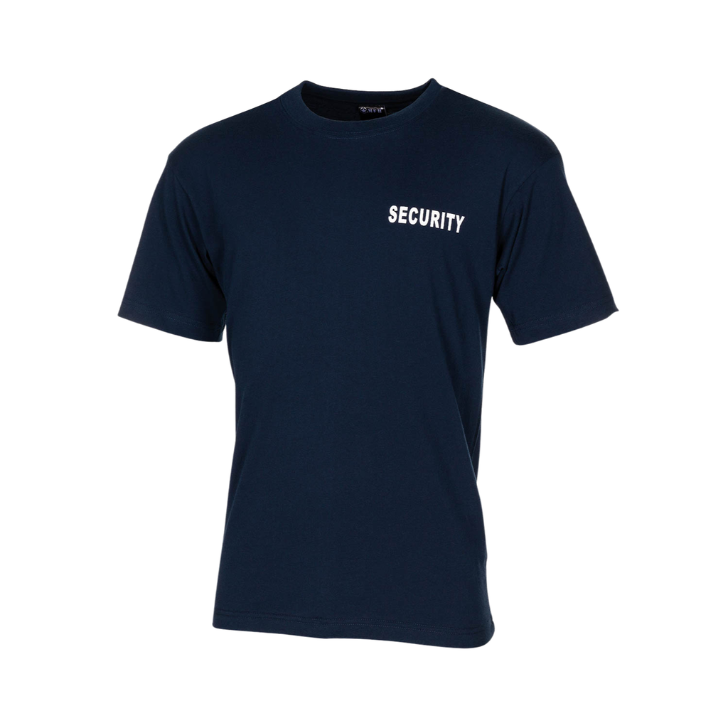 T-Shirt, blau, "Security", bedruckt