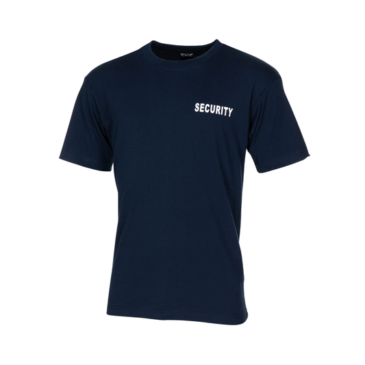 T-Shirt, blau, "Security", bedruckt