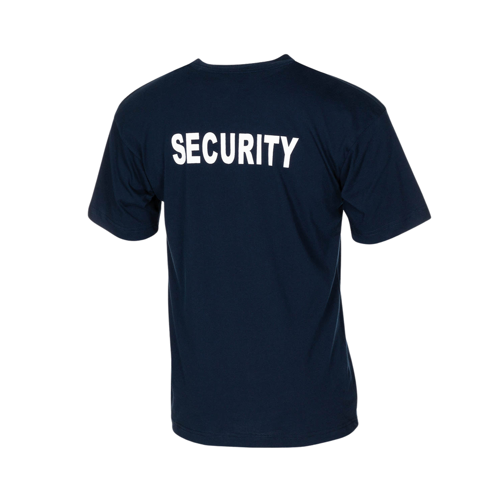 T-Shirt, blau, "Security", bedruckt