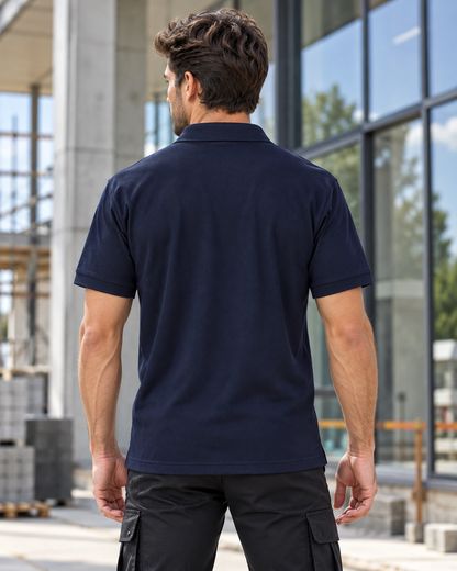 TIGERNOX Utility Poloshirt Herren – Marineblau | Kurzarm mit Ärmeltasche