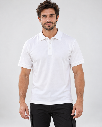 TIGERNOX Classic Poloshirt Herren – Weiß | Kurzarm