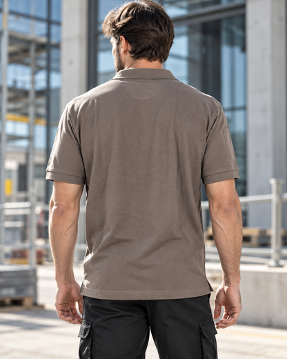 TIGERNOX Utility Poloshirt Herren – Taupe | Kurzarm mit Ärmeltasche