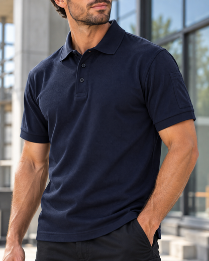 TIGERNOX Utility Poloshirt Herren – Marineblau | Kurzarm mit Ärmeltasche